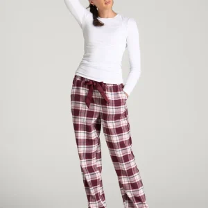Burgundy Velnoria Plaid Ribbon Tie Waist Relaxed Fit Pajama Pants Florenlilly