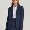 Florenlilly Navy Blue Orvella Notched Lapel Two Button Tailored Blazer Jacket