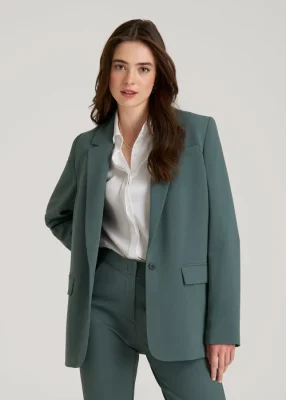 Florenlilly Velmira Sage Green Notched Lapel Single Button Tailored Blazer Jacket