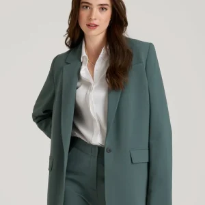 Florenlilly Velmira Sage Green Notched Lapel Single Button Tailored Blazer Jacket