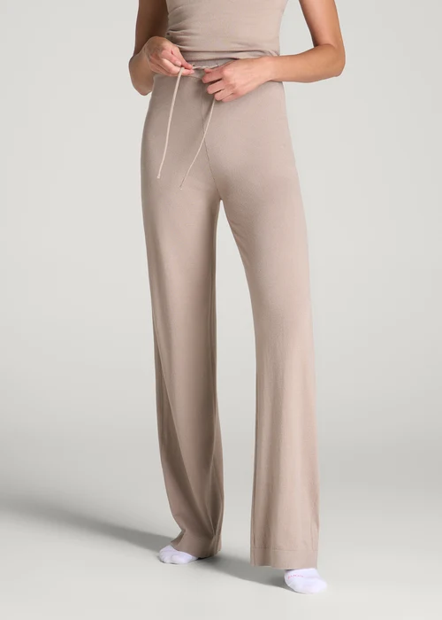 Florenlilly Velquira Sand Beige Drawstring Waist Wide Leg Relaxed Lounge Pants - Image 2