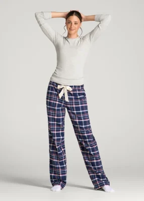Navy Blue Calviora Plaid Drawstring Waist Relaxed Fit Pajama Pants Florenlilly
