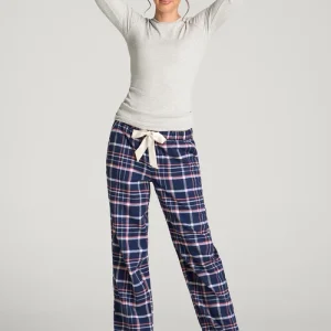 Navy Blue Calviora Plaid Drawstring Waist Relaxed Fit Pajama Pants Florenlilly
