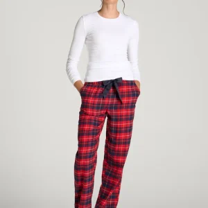 Red Navy Cevrissa Plaid Black Ribbon Tie Waist Relaxed Pajama Pants Florenlilly